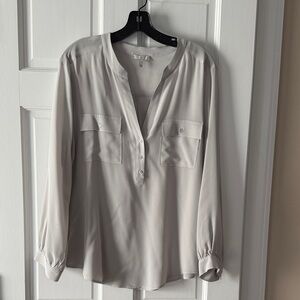Joie Light Gray Pauline Henley Button-Front Blouse